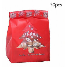 Christmas Tree Gift Bags Frosted Gift Bags Candy Cookie Bags Faer Christmas Tote Bags (red) (50pcs)