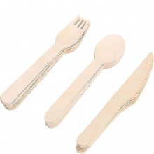 Disposable Knife - Disposable Wooden Knife Fork Spoon Birthday Wedding Party Supplies Dish Tableware Set For Life(wood Color)24pcs