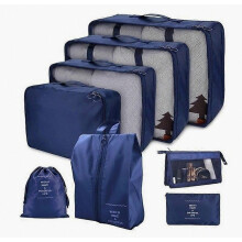 Juego de 8 bolsas organizadoras para viajes, accesorios para maletas, bolsas de aseo y almacenamiento de ropa (azul)