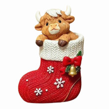 Cow Figurine Christmas Resin Cattle Statue Desktop Tiered Cow Desk Decor For Apartment Home Bedside Bookshelf Dorm