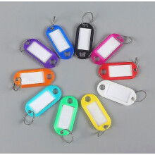 Pack Of 40 Tough Plastic Key Tags Split Ring Tag , Assorted Colors