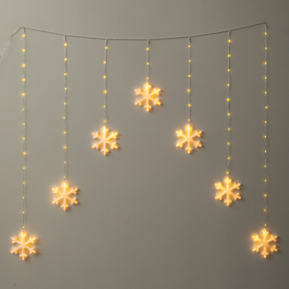 Premier 1.2 X 1.2M Neon Snowflake Curtain Christmas Lights With 588 Warm White Leds