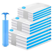 Vacuum Bags for Clothing, Duvets, Pack of 12 Vacuum Bags, Vacuum Bags for Clothing Travel with Vacuum Cleaner Hand Pump