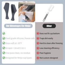 Silicone Cleaning Brush for Creami Container,Double Sided with Scraper and Bristles,for NC300,NC500 NC700 Series
