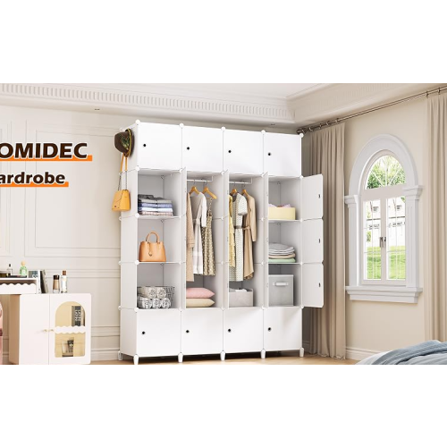 HOMIDEC Portable Wardrobe, 16 Cube Closet with 2