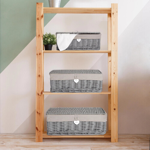 Wickerfield Grey Wicker Storage Basket - Set (L+M+S)