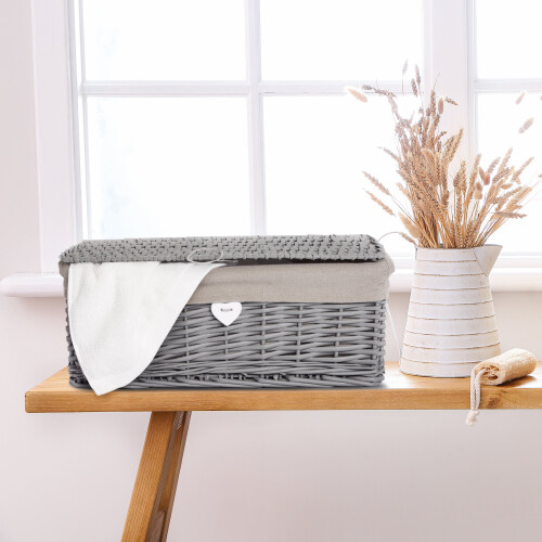 Wickerfield Grey Wicker Storage Basket - Medium