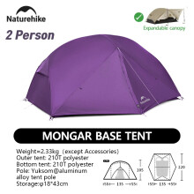 Naturehike Mongar 2 Zelt, 1-3 Personen, Wasserdicht, Ultraleicht, Lila