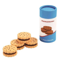 Brinquedo de imitação - MAMAMEMO - Caixa com 4 biscoitos de chocolate - Madeira azul - 4 peças - FSC 100%