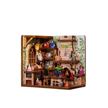 Puzzel 3D - CARTARTEM - Mini Boek Nook Alchemie Atelier - Vooraf gesneden multiplex - Magnetisch - 6,4x4,8x6 cm