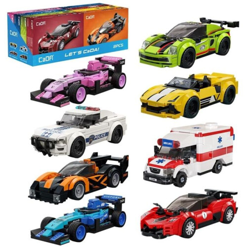 Bouwstenen - CaDA - Set van 8 mini voertuigen op schaal 1:32 - 8 modellen - 1205 stukken - Vanaf 8 jaar