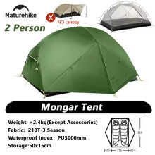 Naturehike Mongar 210T Zelt, grün, 2-Personen-Zelt, wasserdicht und ultraleicht für Rucksackreisen