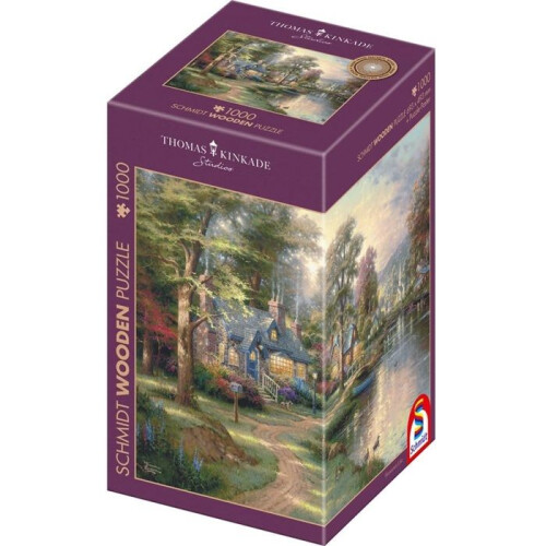 Quebra-cabeça - SCHMIDT SPIELE - Vila à beira do lago - Madeira - 1000 peças - Ilustrado por Thomas Kinkade 1
