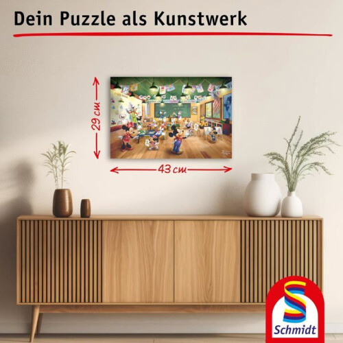 Quebra-cabeça - SCHMIDT SPIELE - A escola do Mickey e da Minnie - 200 peças - 43,2 x 29,1 cm - Disney/Thomas Kinkade 1