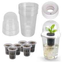 12 Stuks Hydrocultuurbekers met Vochtigheidskappen. Hydrocultuursysteem voor Het Ontkiemen van Zaailingen en Plantenvermeerdering.