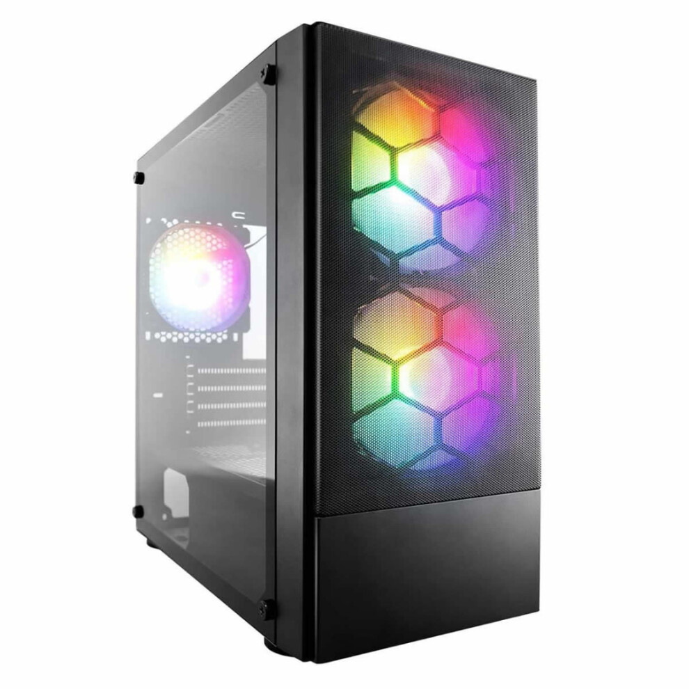 1St Player Black X4-M Bk Tempared Glass Micro Atx Gaming Pc Case With 3 X Rgb Fans - Image 4