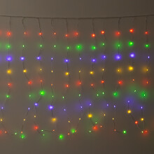 2m x 2m TwoTone Warm White & Multi-Coloured Curtain Net with 400 LEDs