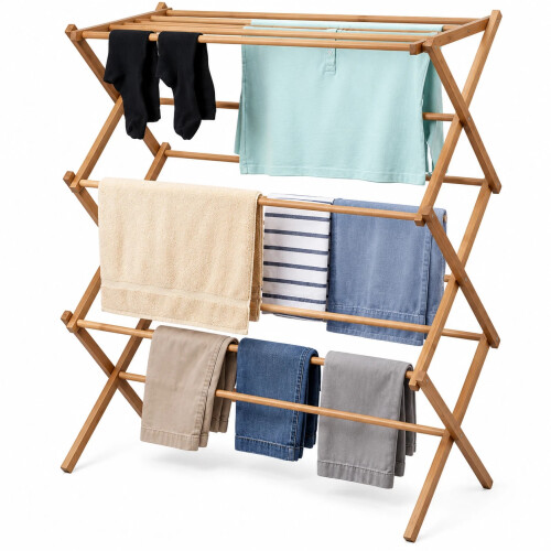 3 Tier Bamboo Clothes Dryer Airer Foldable Laundry