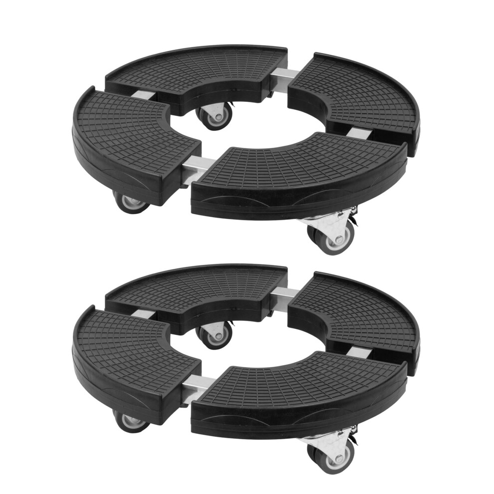KCT 2 PACK ADJUSTABLE PLANT POT TRANSPORT CADDY WHEELED GARDEN TROLLEY PORTABLE - Image 2