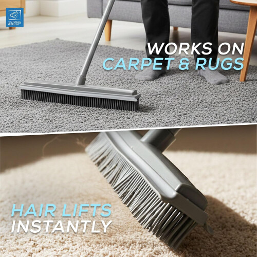 Multipurpose Rubber Broom and Hand Brush Set 1