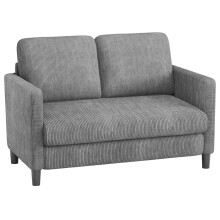 (Grey) 129cm Small Loveseat Sofa Comfy Soft Corduroy Couch