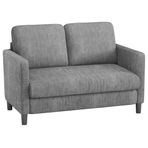 (Grey) 129cm Small Loveseat Sofa Comfy Soft Corduroy Couch
