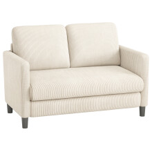 (Beige) 129cm Small Loveseat Sofa Comfy Soft Corduroy Couch