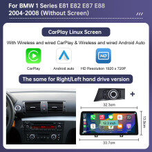 Multimedia-Display für BMW 1er Serie E81 E82 E87 E88, 12,3 Zoll, kabellos CarPlay und Android Auto