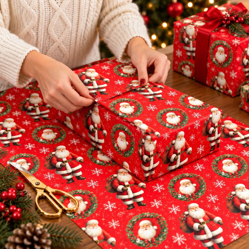 8 Christmas Wrapping Paper Sheets Traditional 2