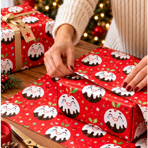 8 Christmas Wrapping Paper Sheets Cute Characters 1