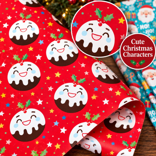 32 Christmas Wrapping Paper Sheets Cute Characters 1