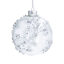 Gisela Graham Clear & Silver Glass Snowflakes Hanging Bauble