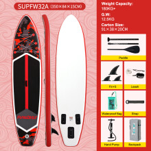 FunWater opblaasbare surfplank, 11'6, blauw en rood, met accessoires