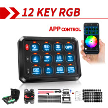 COLIGHT Kabellose RGB 12-Gang-Schalttafel, Multifunktions-Kippschalter mit 8-Gang-Relais für LKW, ATV und UTV