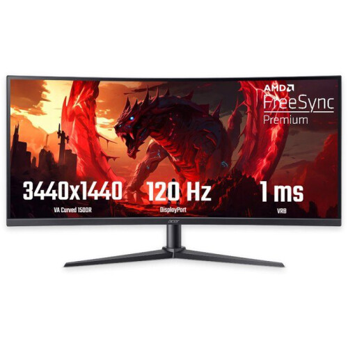 Acer Monitor - ACER - XZ340CUR - 34 polegadas curvo 1500R - WQHD 3440x1440 - 120 Hz AMD FreeSync