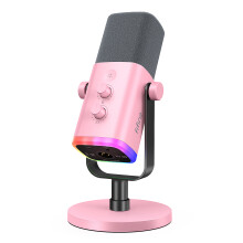 FIFINE AM8P microfoon, USB en XLR aansluiting, cardioïde dynamisch, RGB effecten, voor gaming en streaming