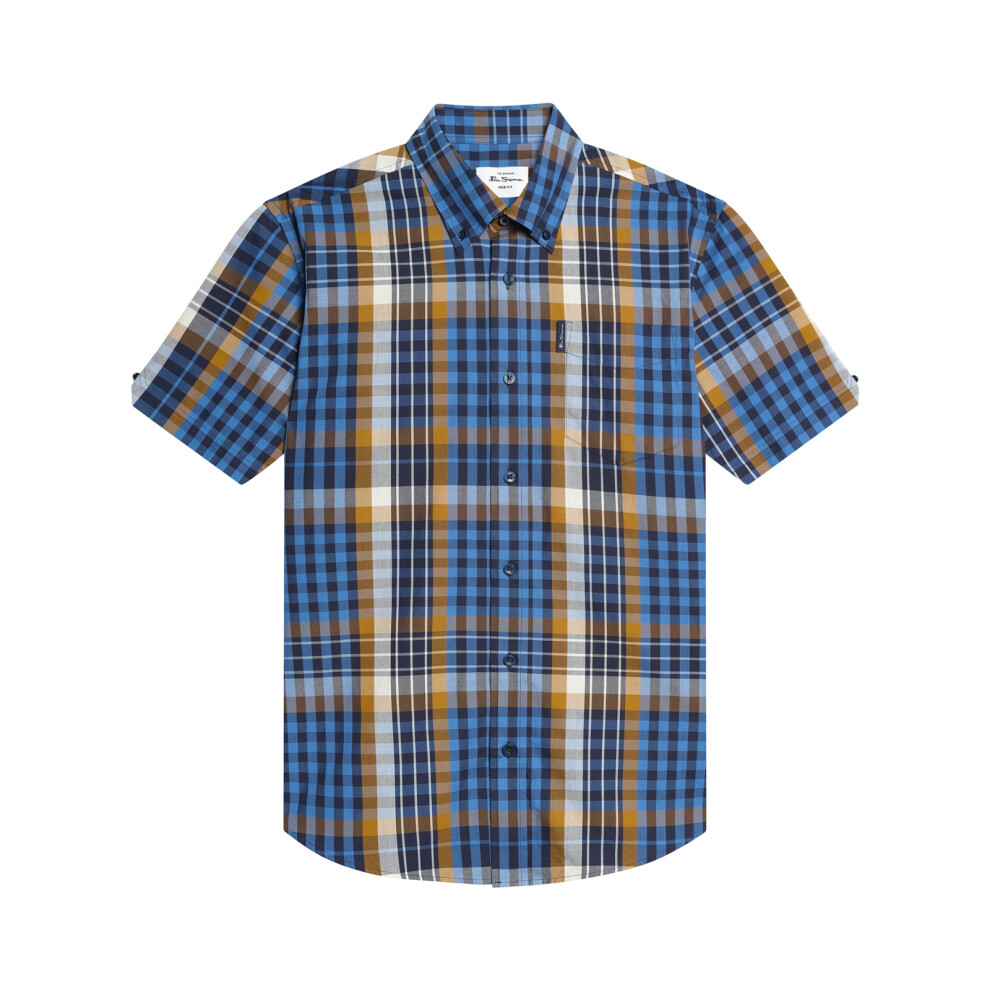 Ben Sherman (L, Lapis) Mens Heritage Check Short Sleeve Shirt - Image 2