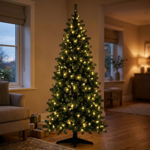 6ft  Artificial Pre-Lit Christmas Tree Tree with Warm White Lights 1