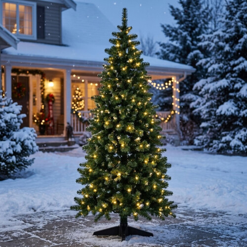 6ft  Artificial Pre-Lit Christmas Tree Tree with Warm White Lights 2