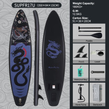 FunWater opblaasbare surfplank, 11'6 ", blauw en rood, met accessoires
