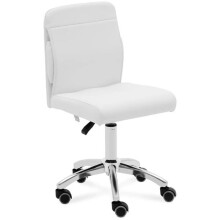 Tabouret - HELLOSHOP26 - Met wielen en rugleuning - Verstelbaar 48-62 cm - Capaciteit 150 kg - Wit