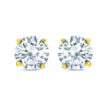 Jewelco London Ladies Gold-Plated Sterling Silver CZ 9mm Solitaire Stud Earrings 6.00cts - 8-95-0659