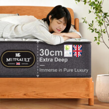 Mutsault Small Double Mattress 4FT, Hybrid Pocket Sprung Mattress with Memory Foam & Bamboo Fibre Cover, 5-Zone Orthopaedic Support for Back Pain