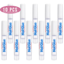 Lot de 10 pièces Colle à ongles séchage rapide, strass acryliques UV et gel adhésif pour faux ongles