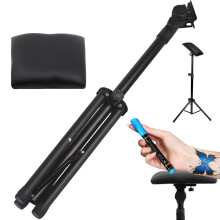 Support de bras portable réglable, Cadre en métal noir, Hauteur 65-115 cm, pour Tatouage et Body Art