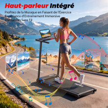KeHot Tapis de course pliable X2CC, moteur 2,0 CV, vitesse 1-12 km/h, application FITSHOW, haut-parleur Bluetooth, écran LED