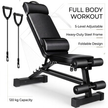 Banc de musculation réglable et pliable, cadre en acier, 5 positions, capacité 120 kg, pour maison et salle de sport
