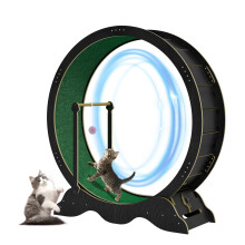 Roue d'exercice pour chat Noir, 114 cm, tapis amovible, pour entraînement intérieur
