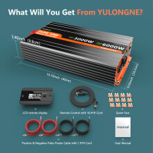 YULONGNE Onduleur à Onde Sinusoïdale Pure, Convertisseur de Tension DC 12V-AC 230V 3000W, Prise EU, Télécommande