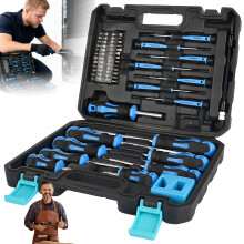 Kit de 43 tournevis magnétiques en acier chrome-vanadium, bleu, pour réparation électronique et bijoux